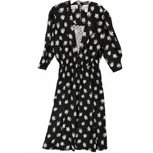 Liz Roberts Dress Vintage Black Floral Secretary 90s Steel Magnolia Size 16